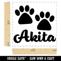 Akita Dog Paw Prints Fun Text Self-Inking Rubber Stamp Ink Stamper