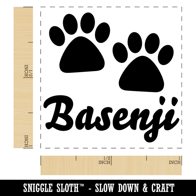 Basenji Dog Paw Prints Fun Text Self-Inking Rubber Stamp Ink Stamper
