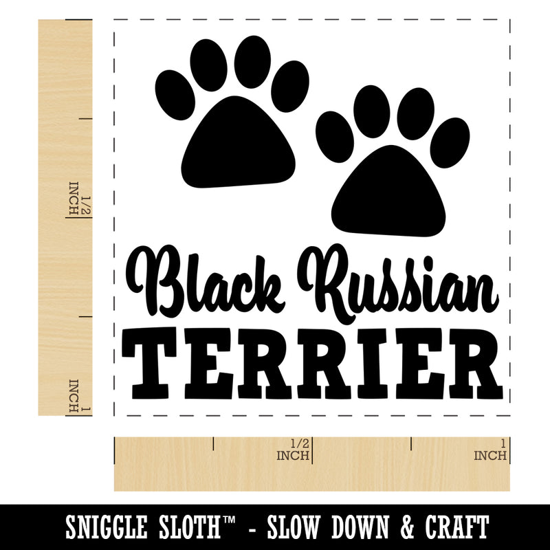 Black Russian Terrier Dog Paw Prints Fun Text Self-Inking Rubber Stamp Ink Stamper