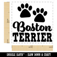 Boston Terrier Dog Paw Prints Fun Text Self-Inking Rubber Stamp Ink Stamper