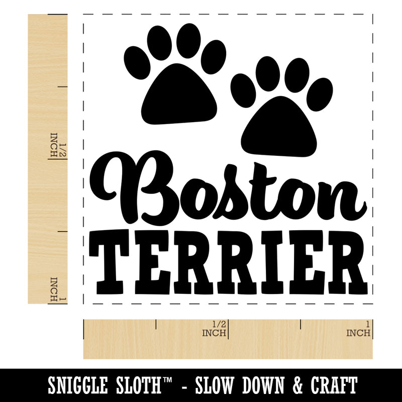 Boston Terrier Dog Paw Prints Fun Text Self-Inking Rubber Stamp Ink Stamper