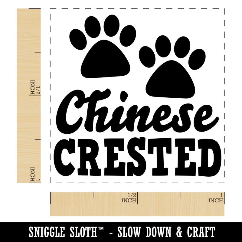 Chinese Crested Dog Paw Prints Fun Text Self-Inking Rubber Stamp Ink Stamper