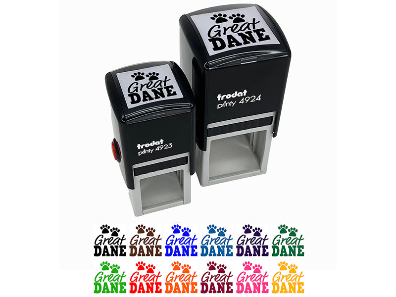 Great Dane Dog Paw Prints Fun Text Self-Inking Rubber Stamp Ink Stamper