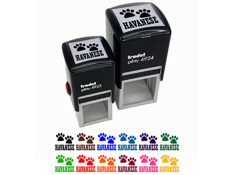 Havanese Dog Paw Prints Fun Text Self-Inking Rubber Stamp Ink Stamper