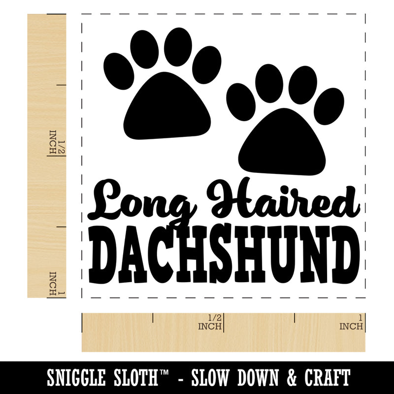 Long Haired Dachshund Dog Paw Prints Fun Text Self-Inking Rubber Stamp Ink Stamper