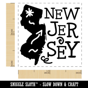 New Jersey State with Text Swirls Self-Inking Rubber Stamp Ink Stamper