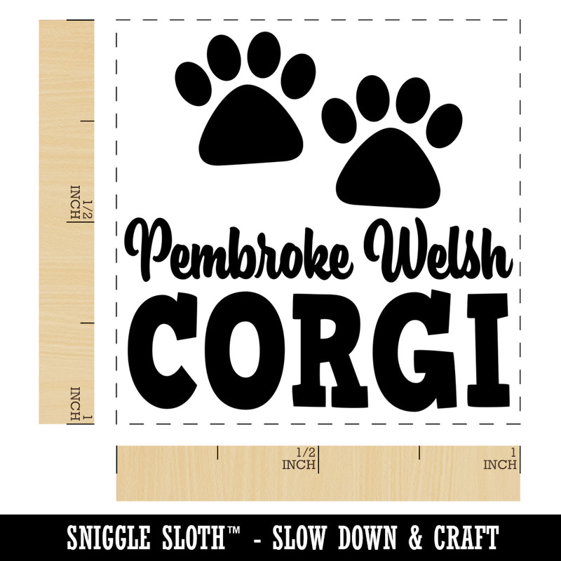 Pembroke Welsh Corgi Dog Paw Prints Fun Text Self-Inking Rubber Stamp Ink Stamper