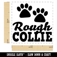 Rough Collie Dog Paw Prints Fun Text Self-Inking Rubber Stamp Ink Stamper