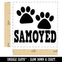 Samoyed Dog Paw Prints Fun Text Self-Inking Rubber Stamp Ink Stamper