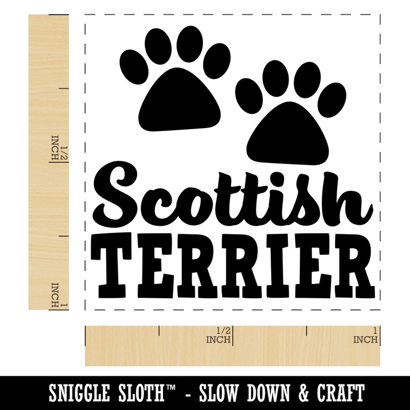 Scottish Terrier Dog Paw Prints Fun Text Self-Inking Rubber Stamp Ink Stamper