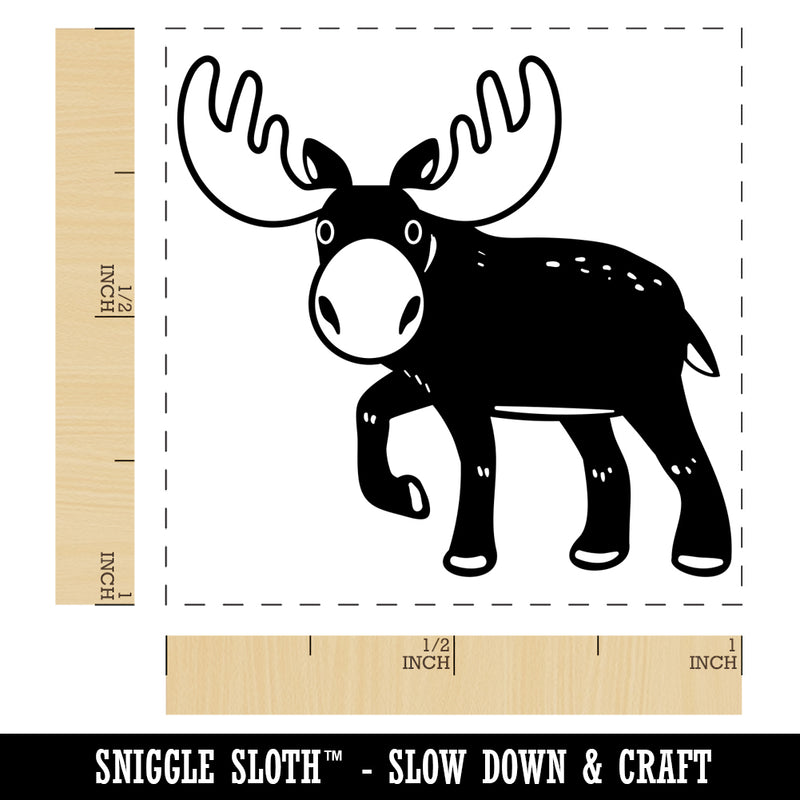 Cartoon Moose Self-Inking Rubber Stamp Ink Stamper