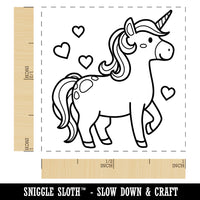 Cute Unicorn with Hearts Self-Inking Rubber Stamp Ink Stamper