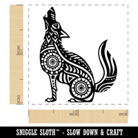 Folk Art Wolf Self-Inking Rubber Stamp Ink Stamper