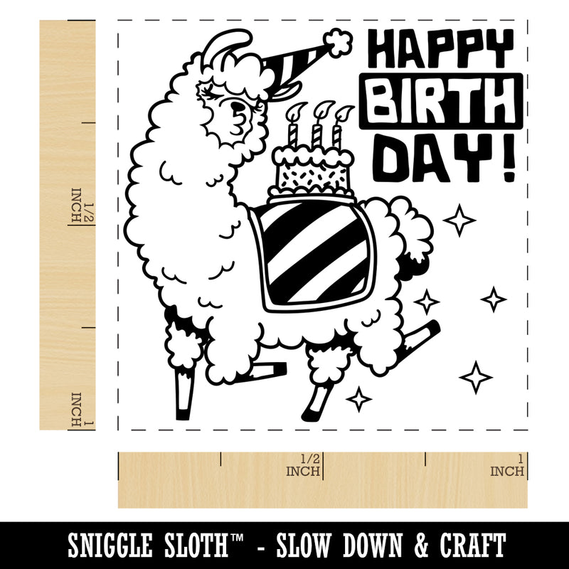 Happy Birthday Alpaca Self-Inking Rubber Stamp Ink Stamper