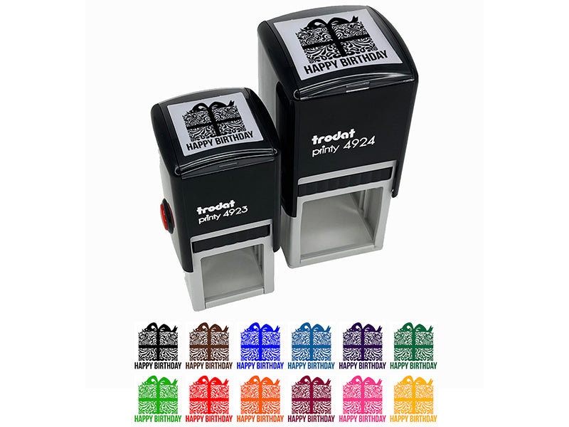 Happy Birthday Elegant Present Self-Inking Rubber Stamp Ink Stamper