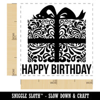 Happy Birthday Elegant Present Self-Inking Rubber Stamp Ink Stamper