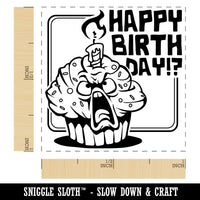 Happy Birthday Horrified Cupcake Self-Inking Rubber Stamp Ink Stamper