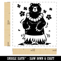 Luau Hawaiian Bear in Hula Skirt with Lei Self-Inking Rubber Stamp Ink Stamper