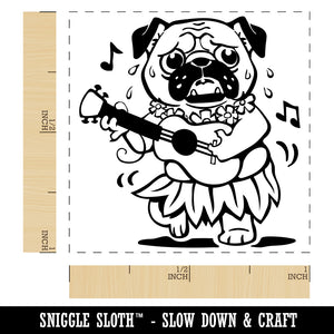 Luau Hawaiian Hula Pug with Ukulele Self-Inking Rubber Stamp Ink Stamper