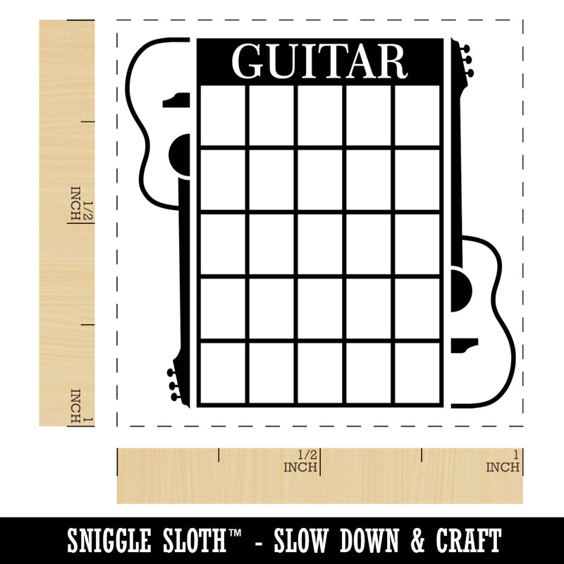 Split Acoustic Guitar Chord Chart Self-Inking Rubber Stamp Ink Stamper