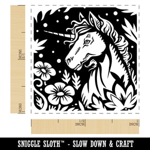 Unicorn in Flower Forest Self-Inking Rubber Stamp Ink Stamper