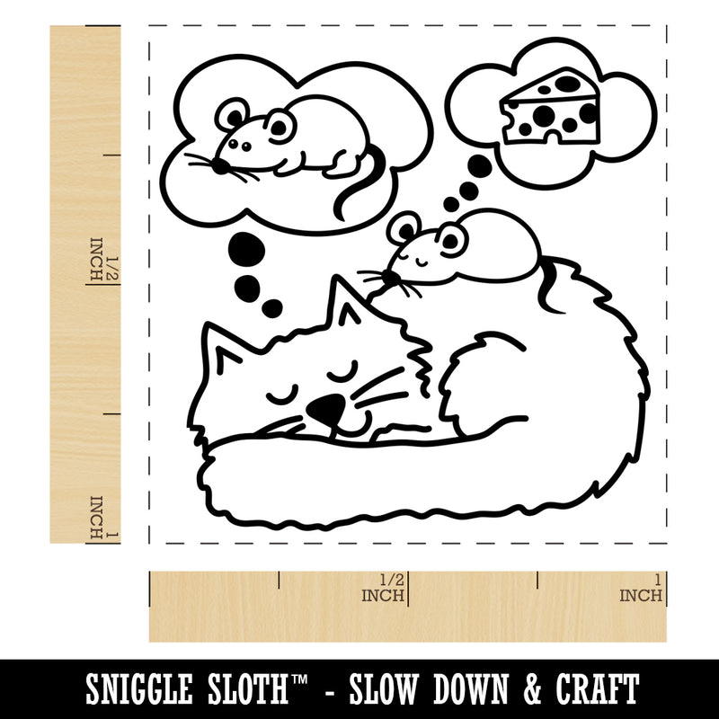 Cat and Mouse Sleeping Dreaming Self-Inking Rubber Stamp Ink Stamper