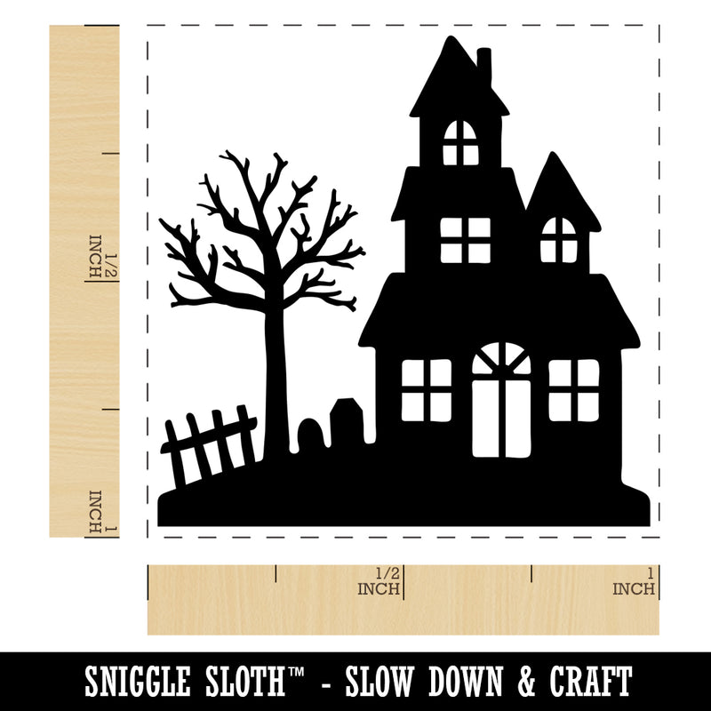 Haunted House Halloween Self-Inking Rubber Stamp Ink Stamper