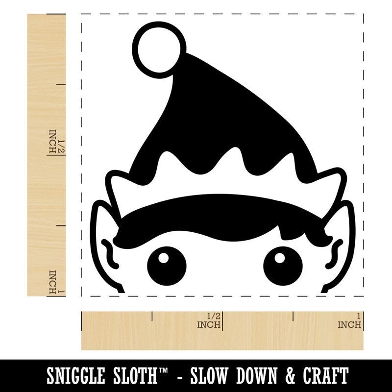 Peeking Elf Christmas Self-Inking Rubber Stamp Ink Stamper