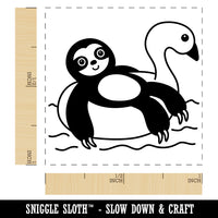 Sloth on Swan Pool Floaty Self-Inking Rubber Stamp Ink Stamper