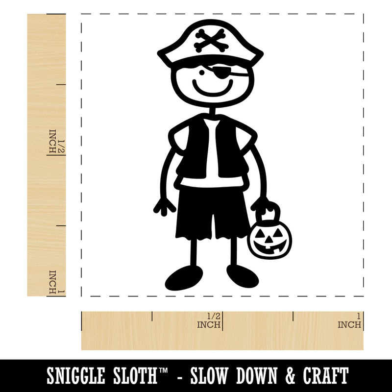 Stick Figure Boy Halloween Pirate Self-Inking Rubber Stamp Ink Stamper