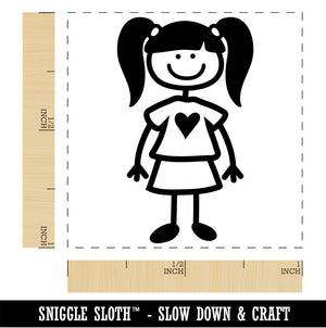 Stick Figure Girl Daughter Self-Inking Rubber Stamp Ink Stamper