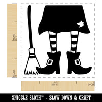 Witch Feet With Broom Halloween Self-Inking Rubber Stamp Ink Stamper