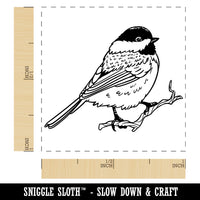 Black-Capped Chickadee Bird on Branch Self-Inking Rubber Stamp Ink Stamper