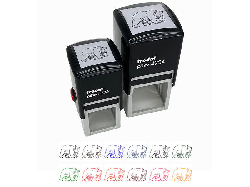 Curious Grizzly Bear Self-Inking Rubber Stamp Ink Stamper