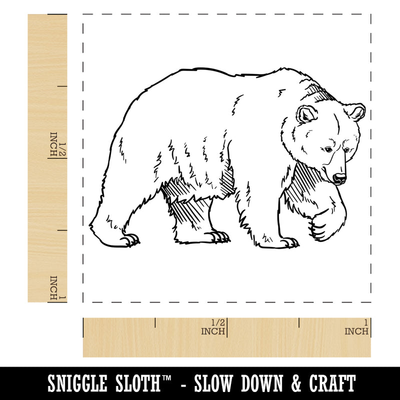 Curious Grizzly Bear Self-Inking Rubber Stamp Ink Stamper