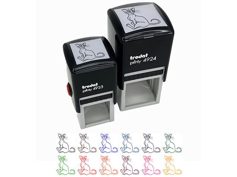 Enthusiastic Oriental Shorthair Cat Self-Inking Rubber Stamp Ink Stamper