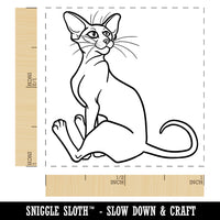 Enthusiastic Oriental Shorthair Cat Self-Inking Rubber Stamp Ink Stamper