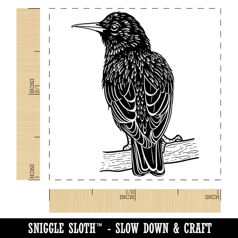 European Starling Bird on Branch Self-Inking Rubber Stamp Ink Stamper