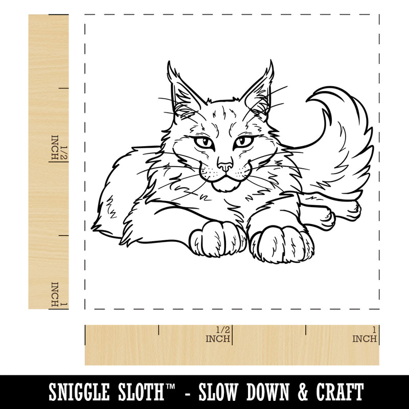 Gentle Maine Coon Cat Self-Inking Rubber Stamp Ink Stamper