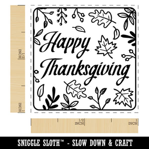 Happy Thanksgiving Fall Leaves Self-Inking Rubber Stamp Ink Stamper