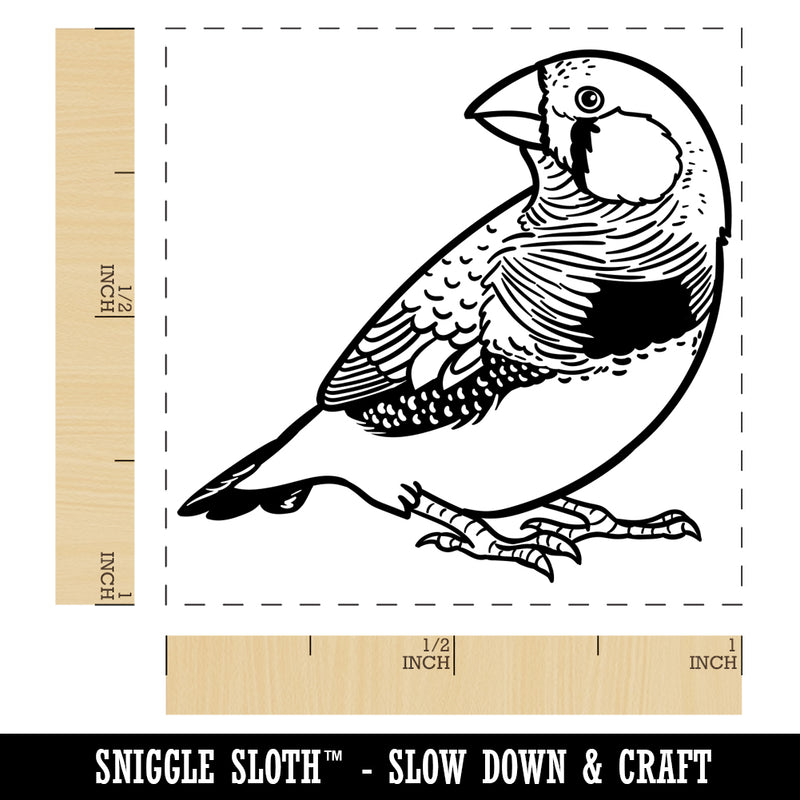 Happy Zebra Finch Bird Self-Inking Rubber Stamp Ink Stamper