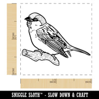 House Sparrow Bird on Branch Self-Inking Rubber Stamp Ink Stamper