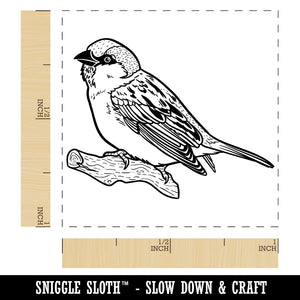 House Sparrow Bird on Branch Self-Inking Rubber Stamp Ink Stamper