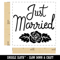 Just Married with Flower Self-Inking Rubber Stamp Ink Stamper