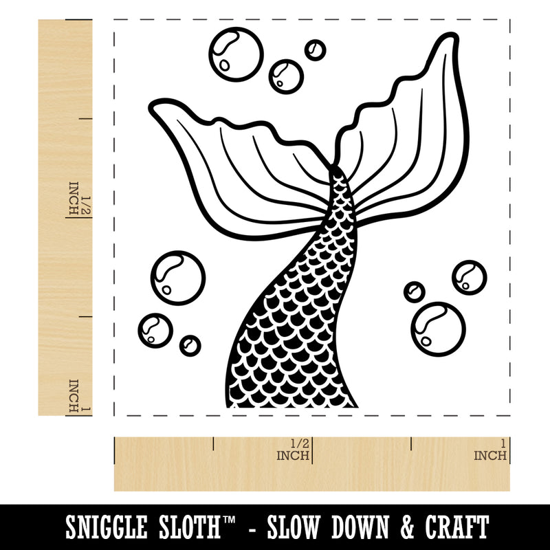 Mermaid Tail Swimming with Bubbles Ocean Sea Self-Inking Rubber Stamp Ink Stamper