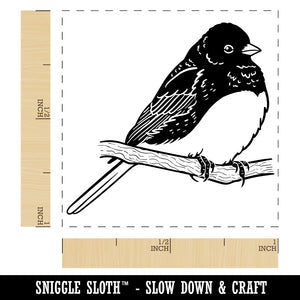 Perched Dark-Eyed Junco Bird Self-Inking Rubber Stamp Ink Stamper