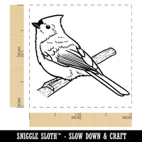 Perky Tufted Titmouse Bird Self-Inking Rubber Stamp Ink Stamper