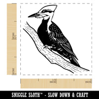 Pileated Woodpecker Bird on Branch Self-Inking Rubber Stamp Ink Stamper