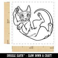 Playful Sphynx Hairless Cat Self-Inking Rubber Stamp Ink Stamper