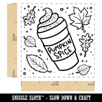 Pumpkin Spice Latte Coffee Autumn Leaves Self-Inking Rubber Stamp Ink Stamper